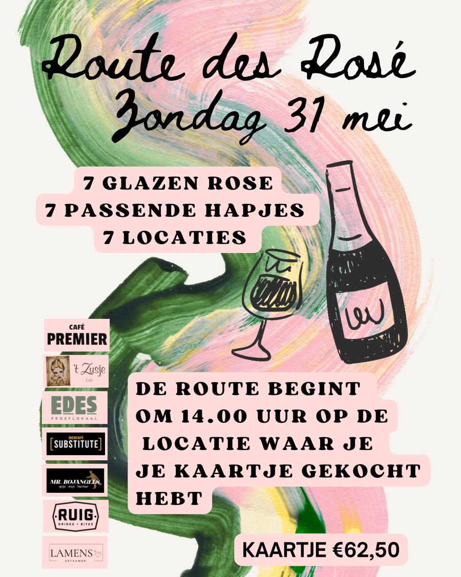 Affiche van Route des Rose, een wijnroute langs zeven locaties